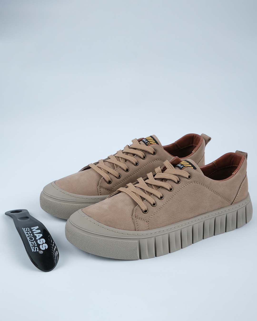 TZM Model Hakiki Deri Erkek Sneakers — Kum