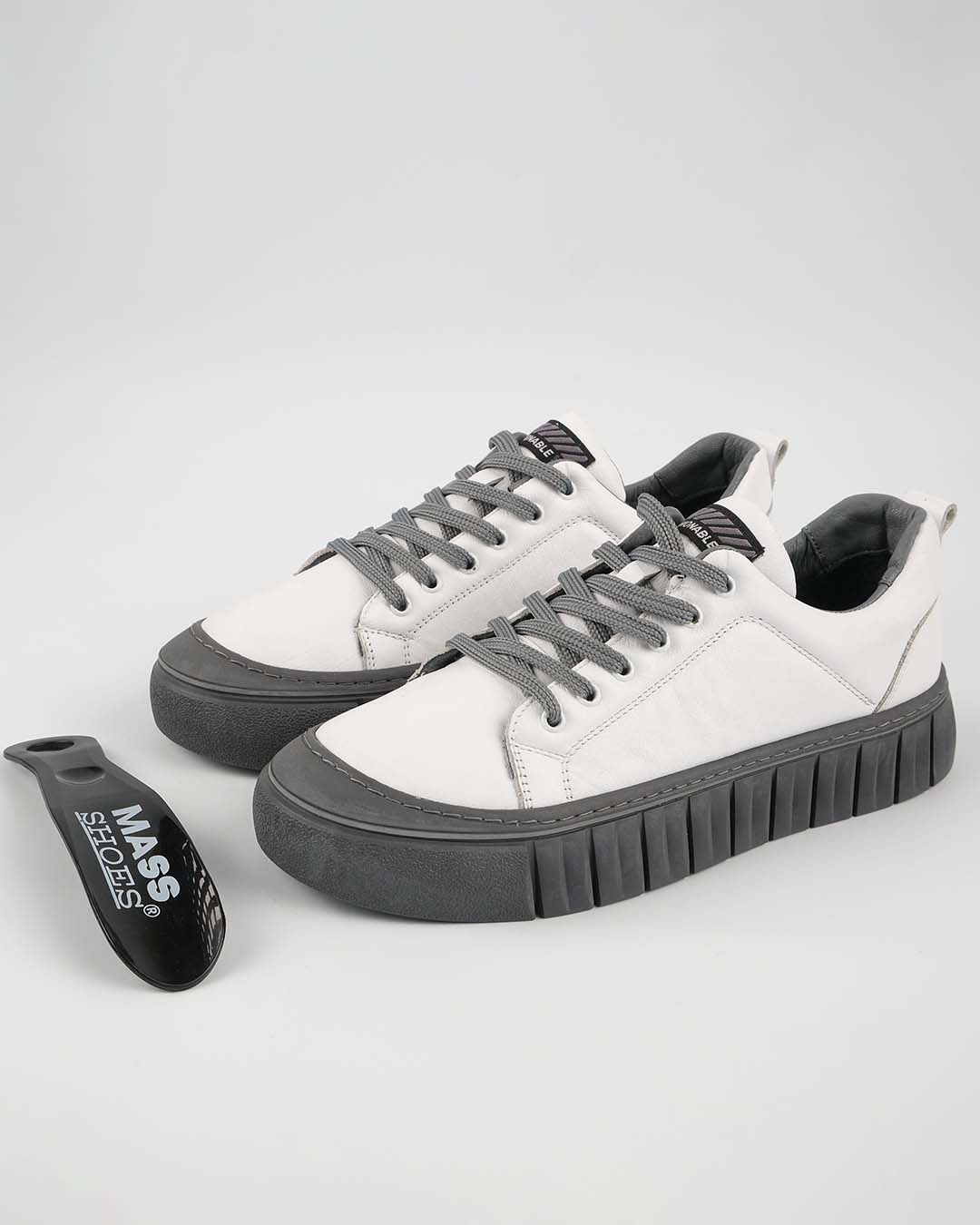 TZM Model Hakiki Deri Erkek Sneakers — Beyaz