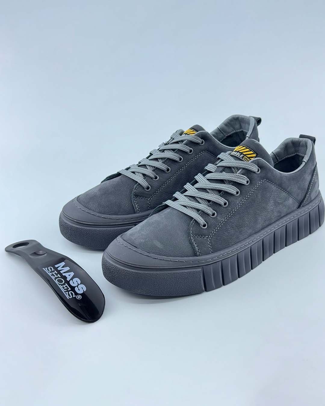 TZM Model Hakiki Deri Erkek Sneakers — Gri