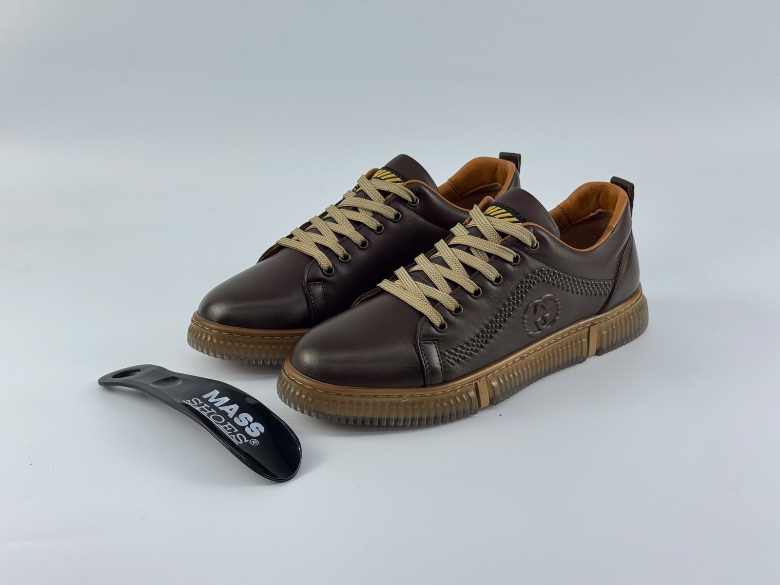 SR Model Hakiki Deri Erkek Sneakers — Kahverengi