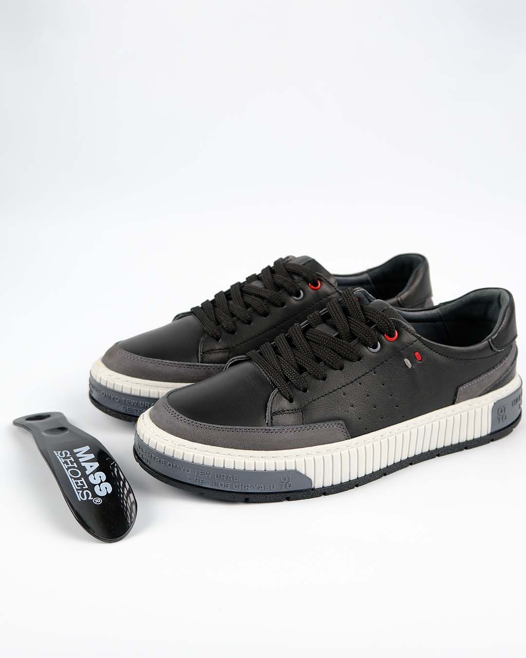 GRN Model Hakiki Deri Erkek Sneakers — Siyah