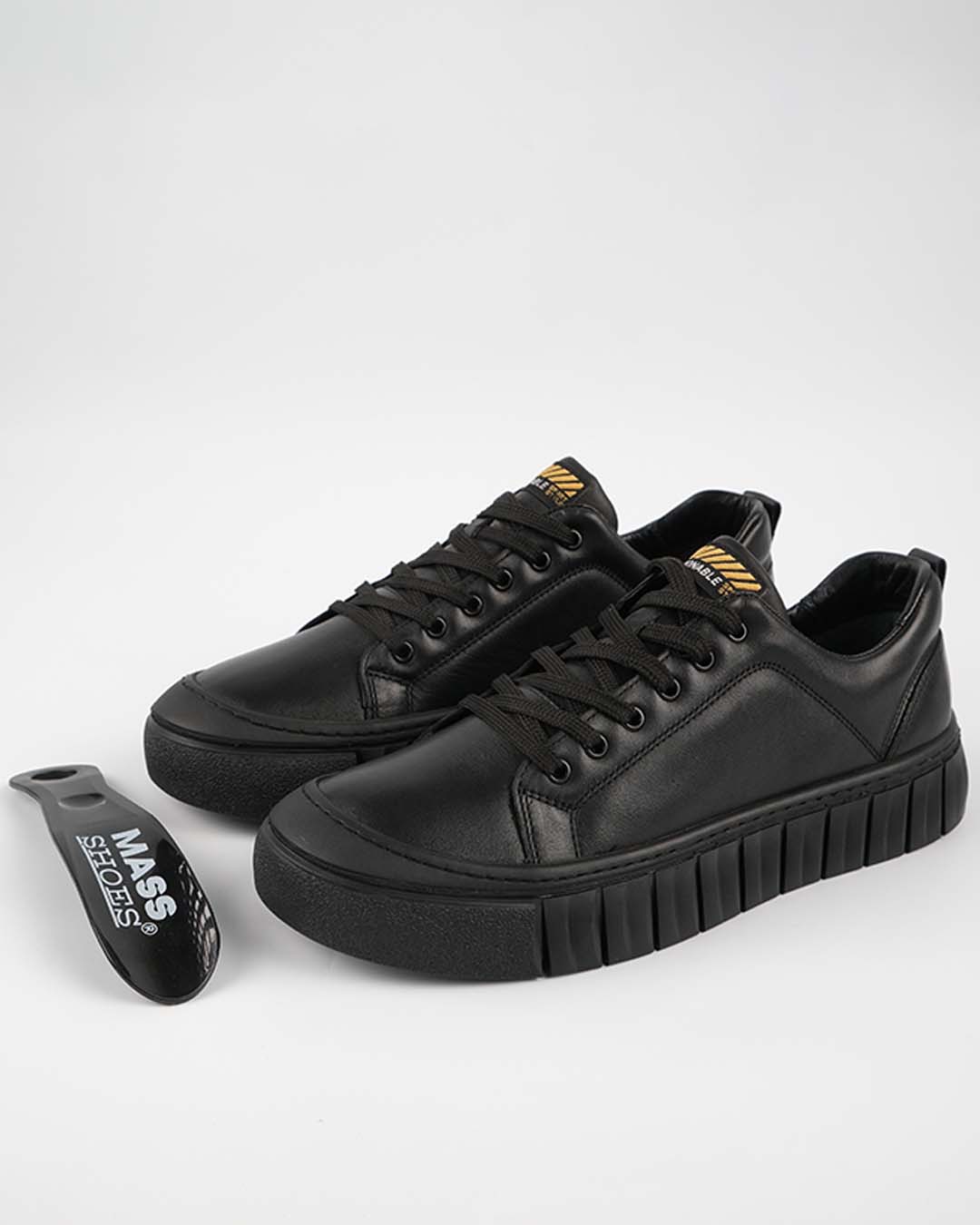 TZM Model Hakiki Deri Erkek Sneakers — Siyah