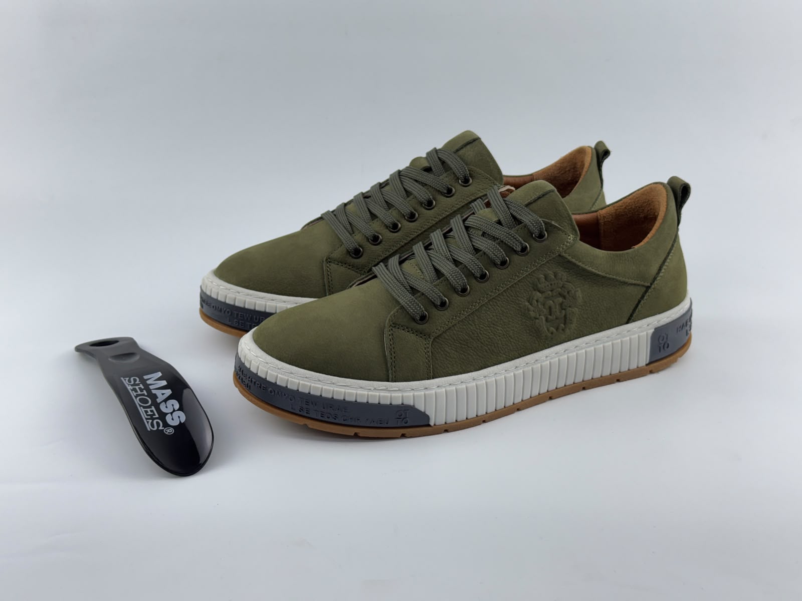 ARM Model Hakiki Deri Erkek Sneakers — Haki Yeşil