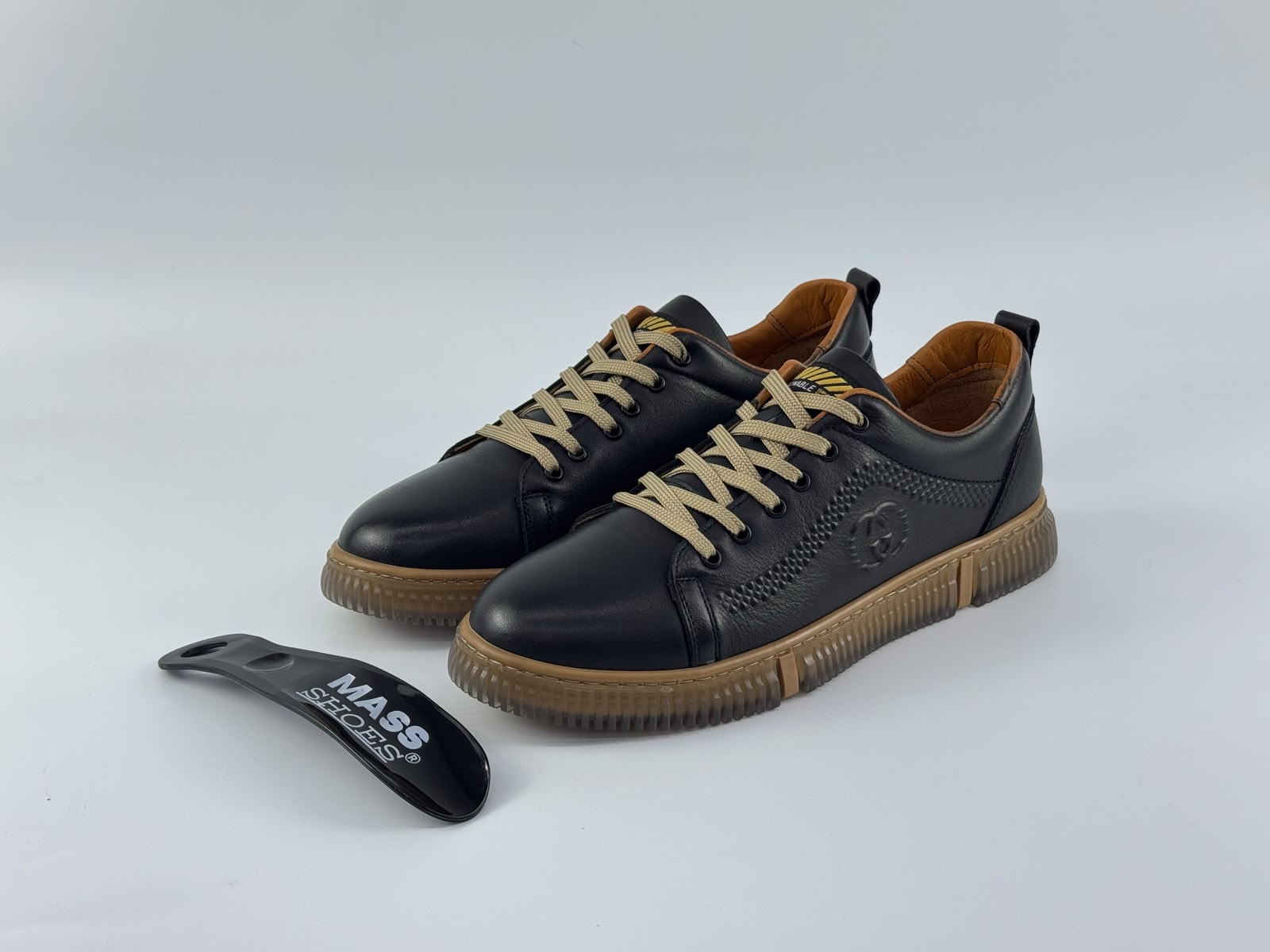 SR Model Hakiki Deri Erkek Sneakers — Siyah